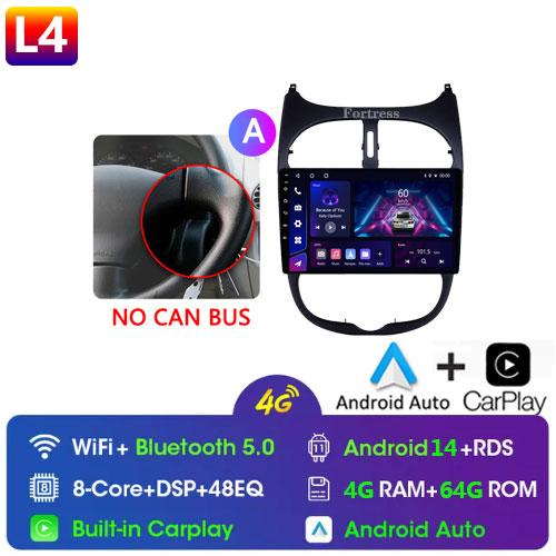 2DIN Android 13 Radio For Peugeot 206 206CC 206SW 2001 2002 2003-2008 Car Stereo Multimedia Player Carplay Auto GPS Navigation