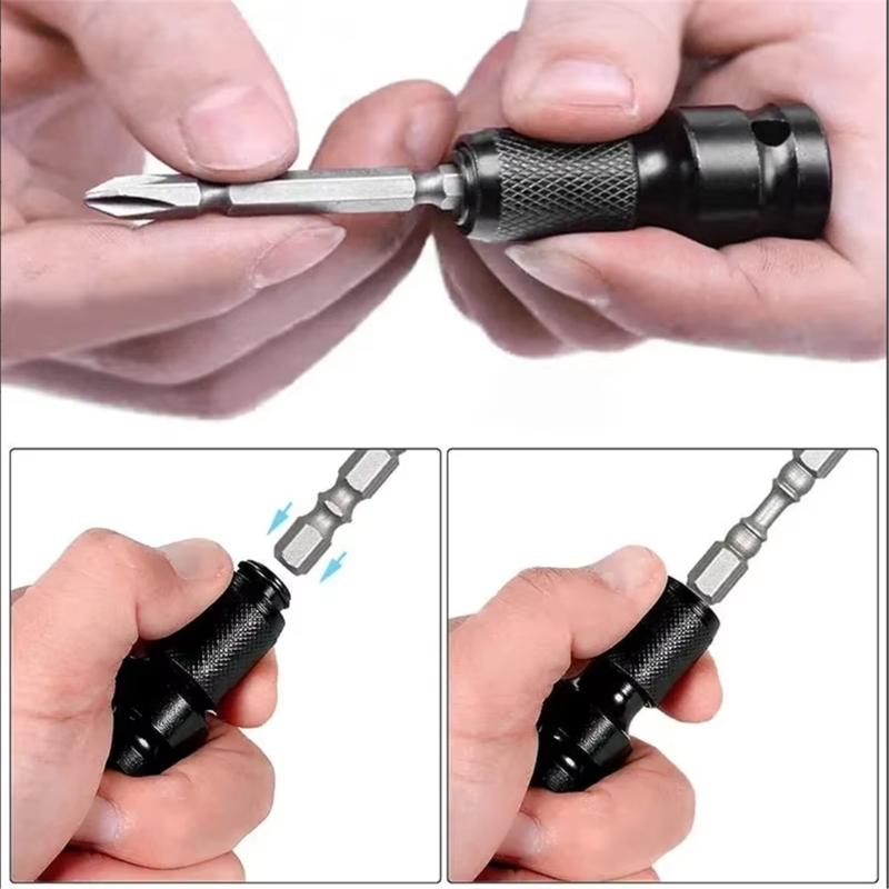 5pcs Drill Socket Adapter 1/2 inches  Square drives to 1/4 inches  Hex Shanks for Impact Wrenches & Screwdriver Bit Conversion