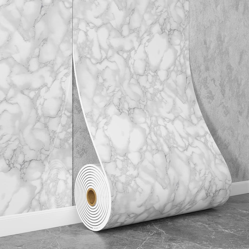 Self-Adhesive Waterproof Imitation Marble Tile Wall Sticker for Bathroom, Living Room, Kitchen, and TV Background.