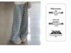 Women's Blue Plaid High-Waisted Loose-Fit Yamamoto Pants - Petite, Casual Wide-Leg, Spring/Autumn 2025 Collection.