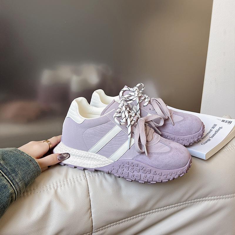 

Guyun Shu Color matching thick-soled versatile inner height-increasing Forrest Gump shoes spring 2025 lace-up round head German training shoes cas 40 лавандовий