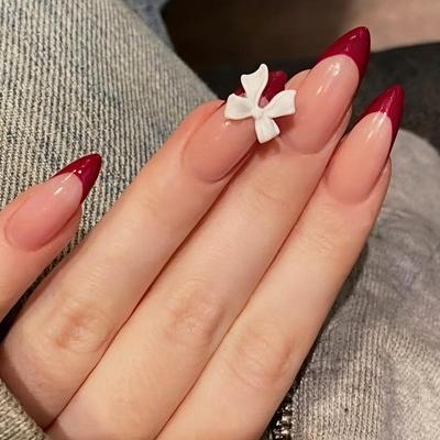 Popular Versatile Resin Bow Nail Art Stickers - Detachable French Wearable Nail Tips