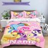 3pcs My Little Pony6 Cover Set - Personalized Name, HD Printed Bedding with 1 Cover and 2 Pillowcases - Perfect for Home Decor, Easy Care