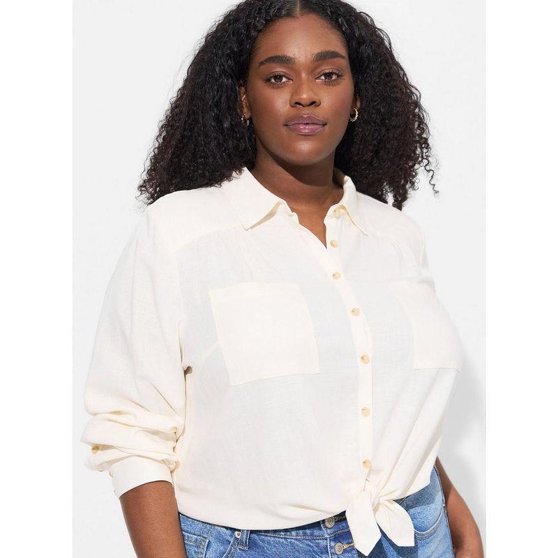 

100.00kg Chubby Girl Loose Long Sleeves Creamy-white Shirt Creamy-white defects 2