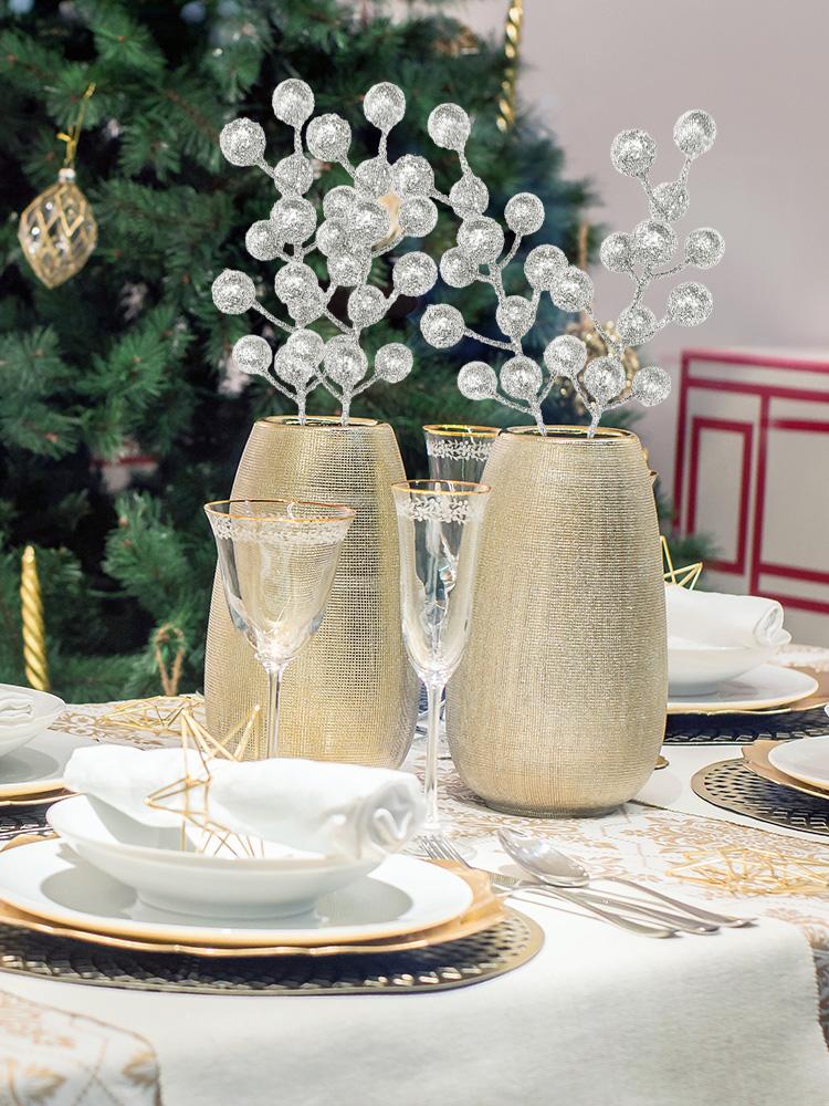 Artificial Xmas Small Fruit Branches with 12 Berries Stem for Wedding Xmas Tree Decor DIY Crafts