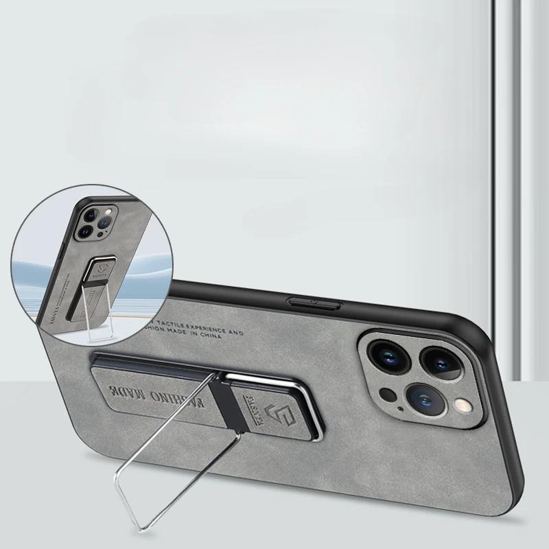 Husă de telefon din piele de oaie pentru Xiaomi 14T Pro 14T 13T 14 Civi poco X7 pro Suport pliabil mat Capac spate pentru Mi 14TPro