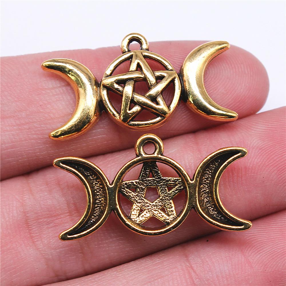 10pcs Charms Witch Star Pentagram Tibetan Bronze Silver Color Pendants Antique Jewelry Making DIY Handmade Craft Pendant
