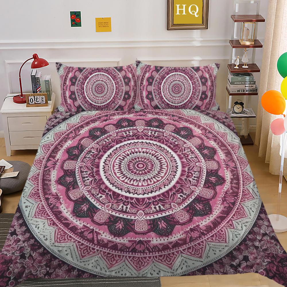 3D Datura Bedding Set Indian Style Duvet Cover 2/3pcs UK/US/AU/DE/UE Full Size Super Big Bed Room Washable Soft and Quick Drying Home Decoration