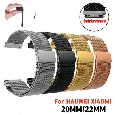 Magnetischer Verschluss Milanese Edelstahlarmband für Samsung Watch4 Huawei GTR2 16mm 18mm 20mm 22mm Lässige Mode Uhr Zubehör