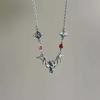 European & American Gothic Black Bat Crystal Bead Necklace