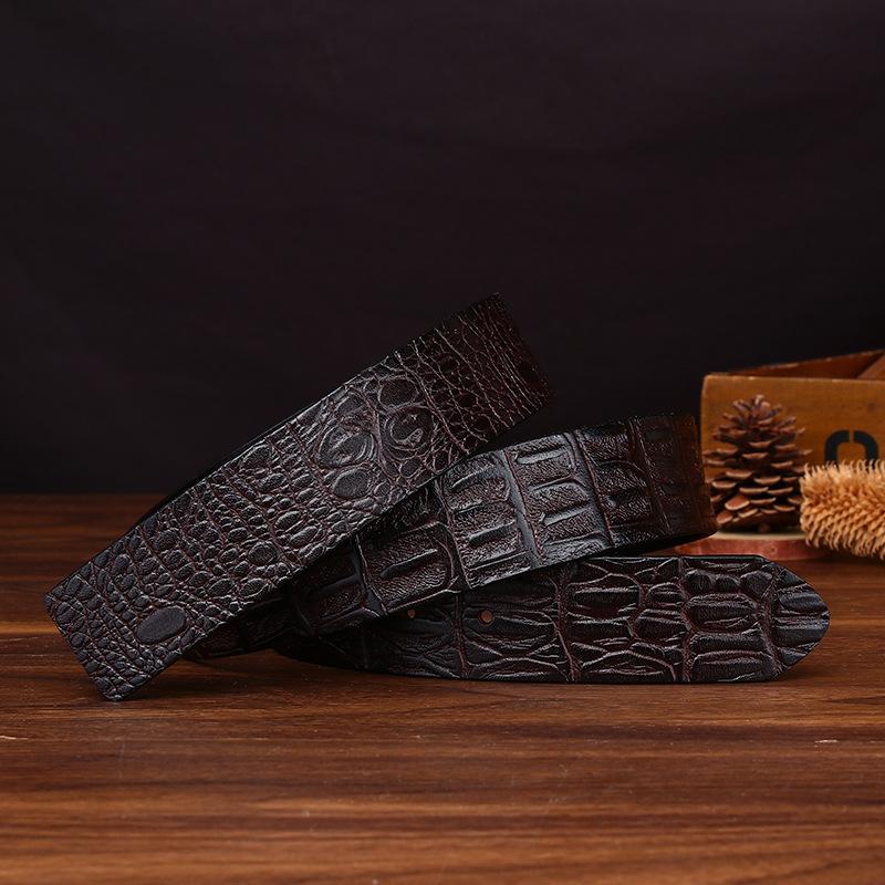 Headless Belt Men'S Genuine Leather First Layer Cowhide Belt Strip Trend No Buckle Smooth Buckle Belt Plate Buckle Belt No Buckle Head