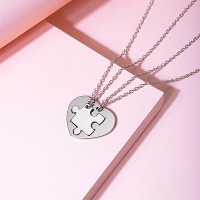 2 Pçs/set Aço Inoxidável Coração Quebra-cabeça Casal Colar Moda Jigsaw Melhores Amigos Irmãos Irmãs Colares Jóias