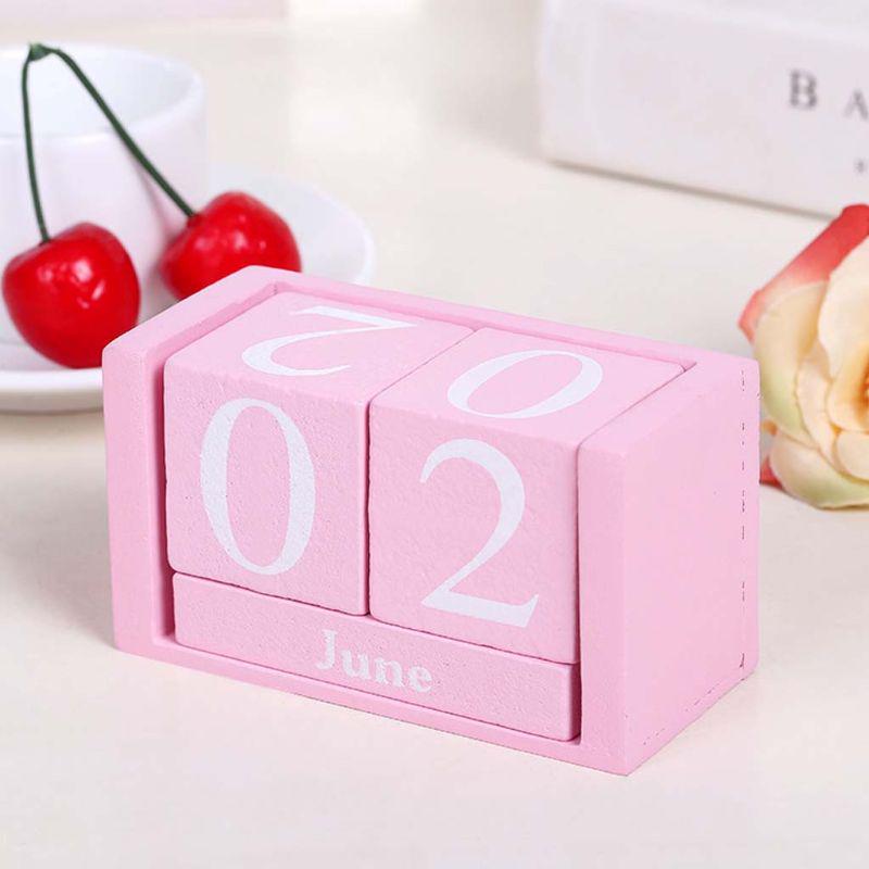 Wooden Perpetual Calendar Eternal Blocks Month Date Display Desktop Photography Props Home Decor