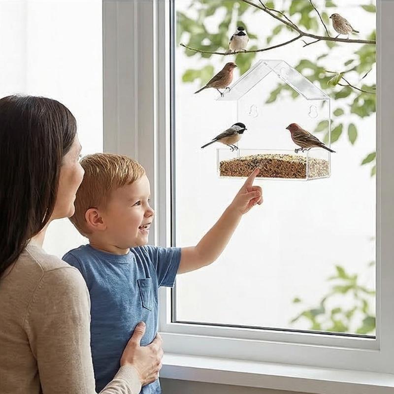 Parrots Feeding Station Double Food Chambers Transparents Container Scratch Proof Secure Cage Attachment