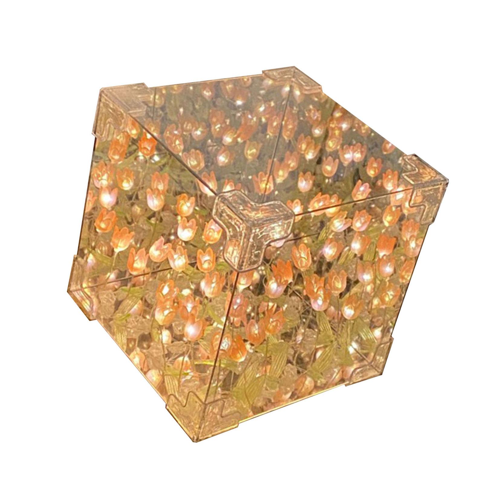 

Romance Tulips Flower Night Light Набори для рукоділля своїми руками Тюльпани ручної роботи Square Cube Настільна лампа для домашнього декору Ambiences Light A