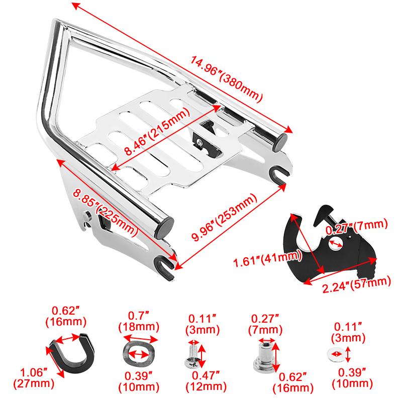 Chrome Motorcycle Detachable Stealth Luggage Rack For Harley Touring Street Glide Road King Road Glide Electra Glide 2009-2025