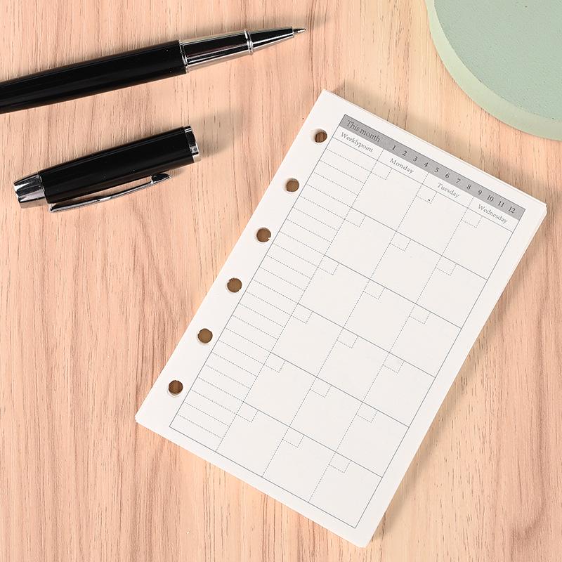 A7 Dot Matrix Loose-leaf Paper Refill - Horizontal Line Grid for A5 Universal Student Notebook
