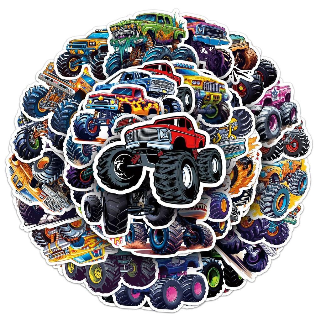 50 Pieces Monster Truck Stickers - Cool Cartoon Bigfoot Truck Car Graffiti Decals For Handbook Motorcycle Animeworlds Store