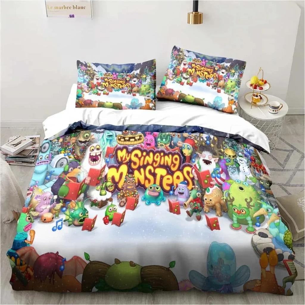 3D Print My Game Singing Monsters Printed Bed Set Duvet Cover Pillowcase Bedding Set Bed Linen Sheet Quilt Cover Queen King Size