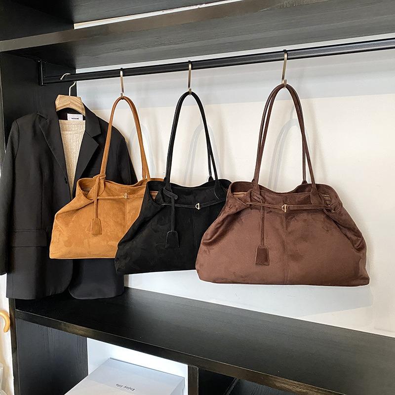 Large-capacity flannel tote bag women's autumn and winter new high-end versatile shoulder bag handbag niche design
