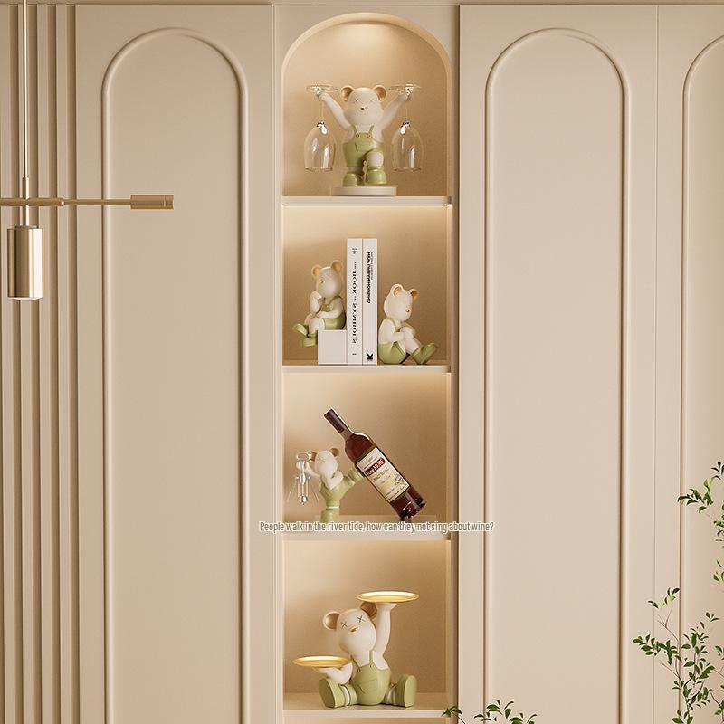 Luxurious Cream Style Red Wine Rack Ornament for Living Room or Entrance Cabinet