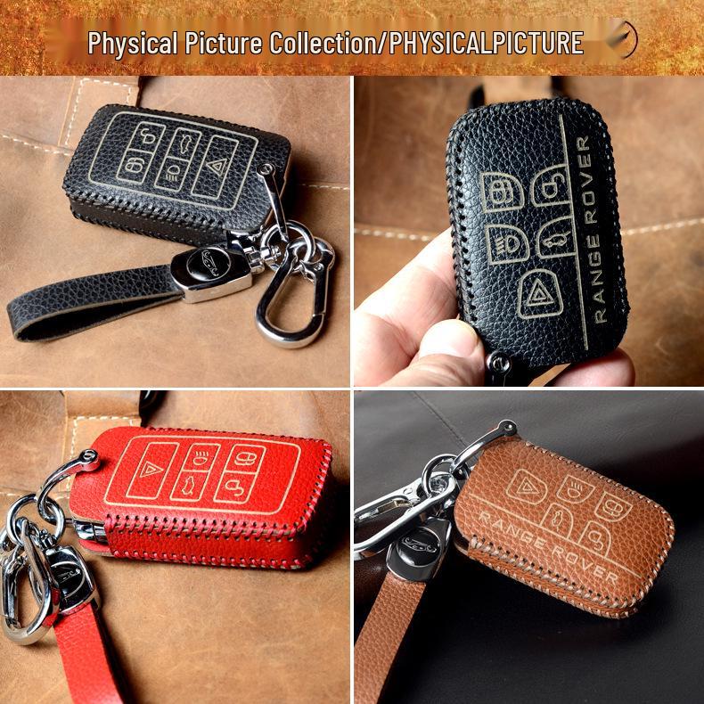 Genuine Cowhide Car Key Case for Jaguar XEL, XFL, XF, XE, F-Pace, XJ - Women's High-End Smart Model with Buckle.