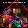 Waterproof Halloween Spider Web Lights 8 Modes Scary Giant Spider LED Spider Net  Garden Yard