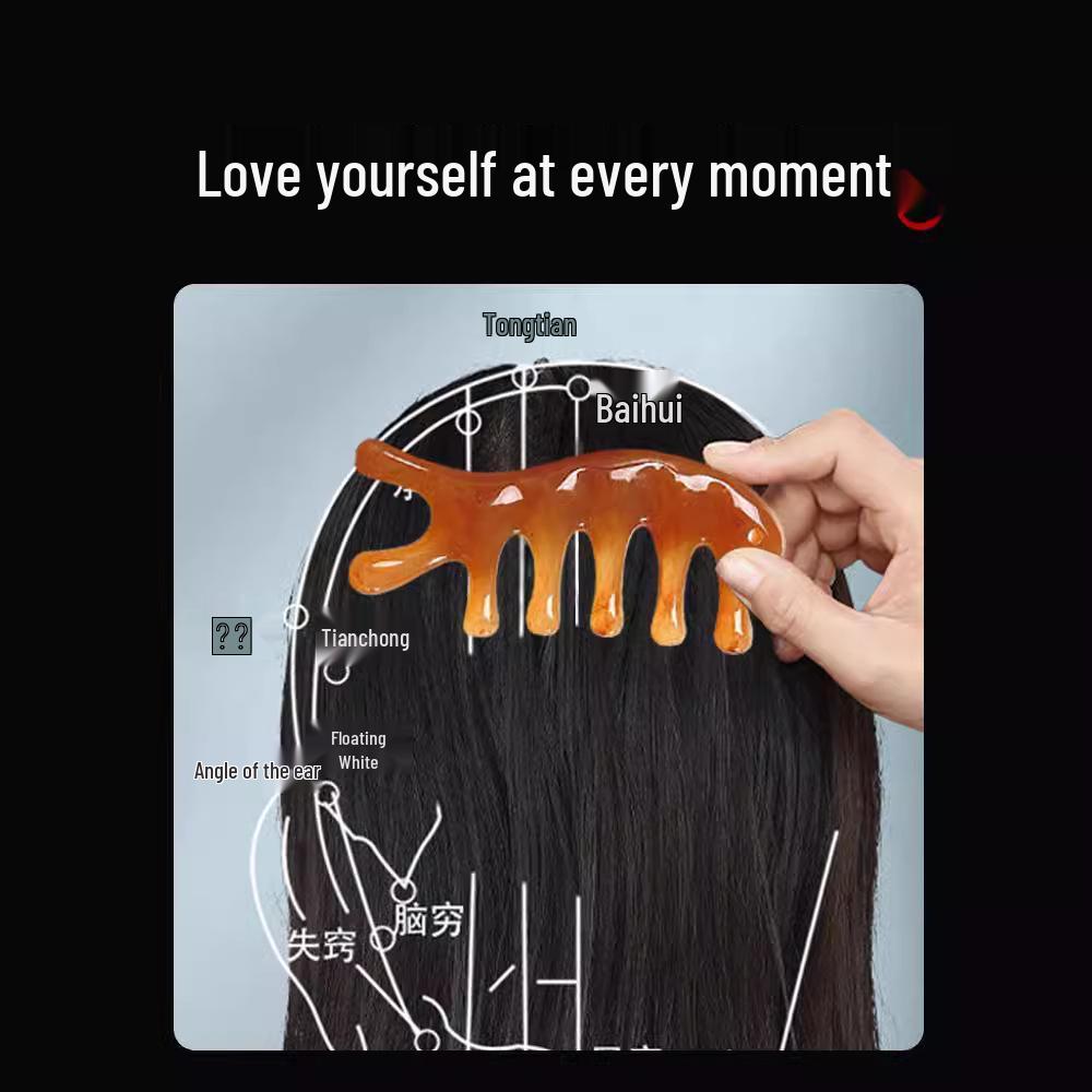 Horn Comb Ox Bone Meridian Massager: Five-Finger Head Therapy Comb for Men & Women