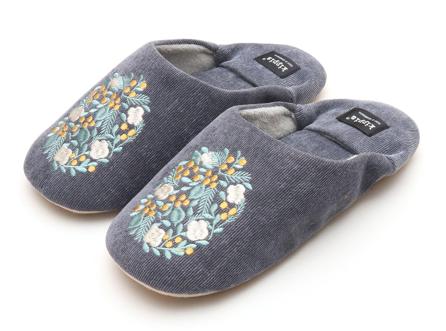 

Kippis Ornamentti Babouche Shoes Embroidered Ornamentti Room [Cute Nordic-Style Shoes] (Navy)