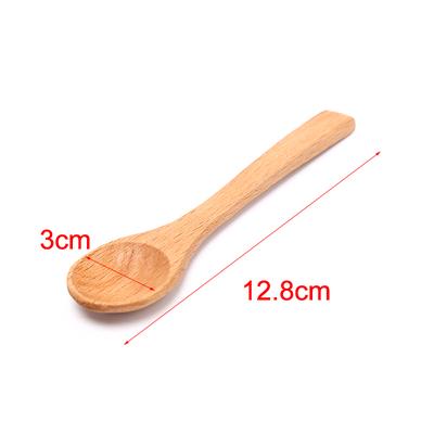 1X Wooden Round Bamboo Spoon Soup Tea Coffee Salt Spoon Kitchen Tools Cutlery