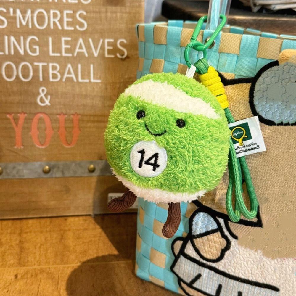 6 Colors Billiard Balls Pendant 10cm Backpack Key Chain Kawaii Billiards Plush Key Ring  for Boys