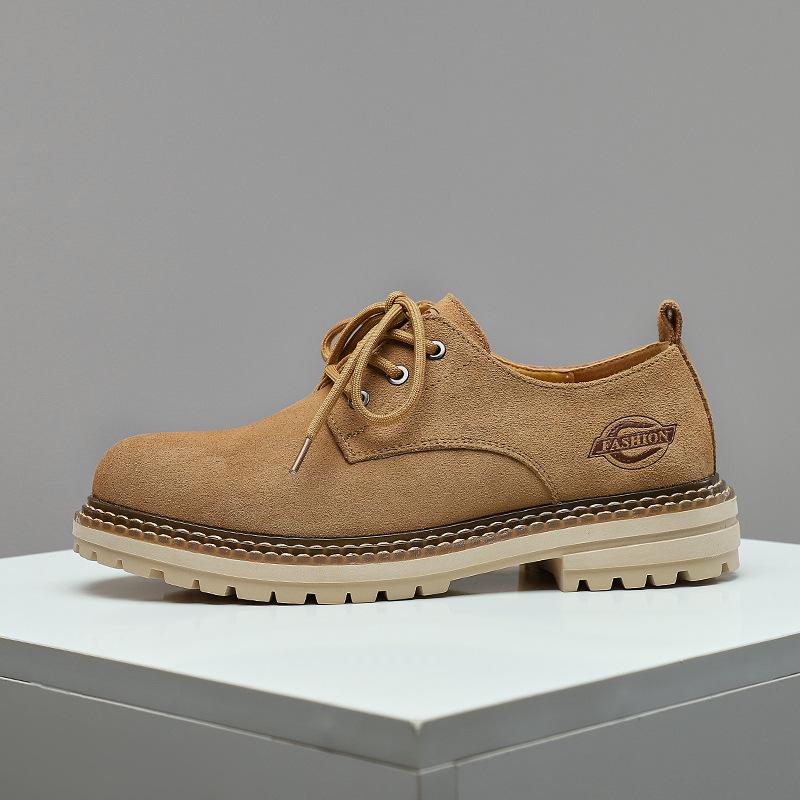 

Мужская обувь весна новая 2025 новая кожа анти-велюр коровья кожа повседневная кожаная обувь низкий верх шнуровка ретро обувь мужчины 38 верблюд