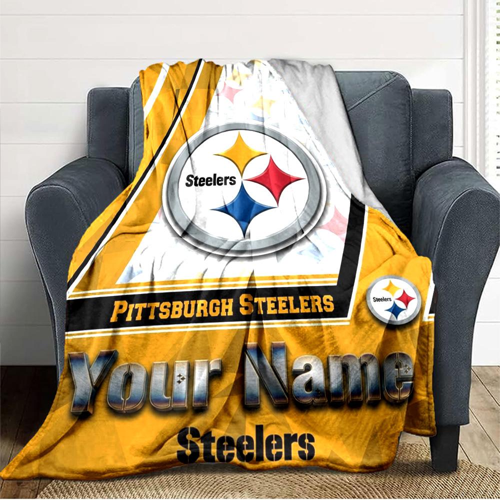 Name Custom Pittsburgh Steelers Print Flannel Blanket High Quality Warm Comfortable Cover for All Seasons Perfect for Gifts Home Decor