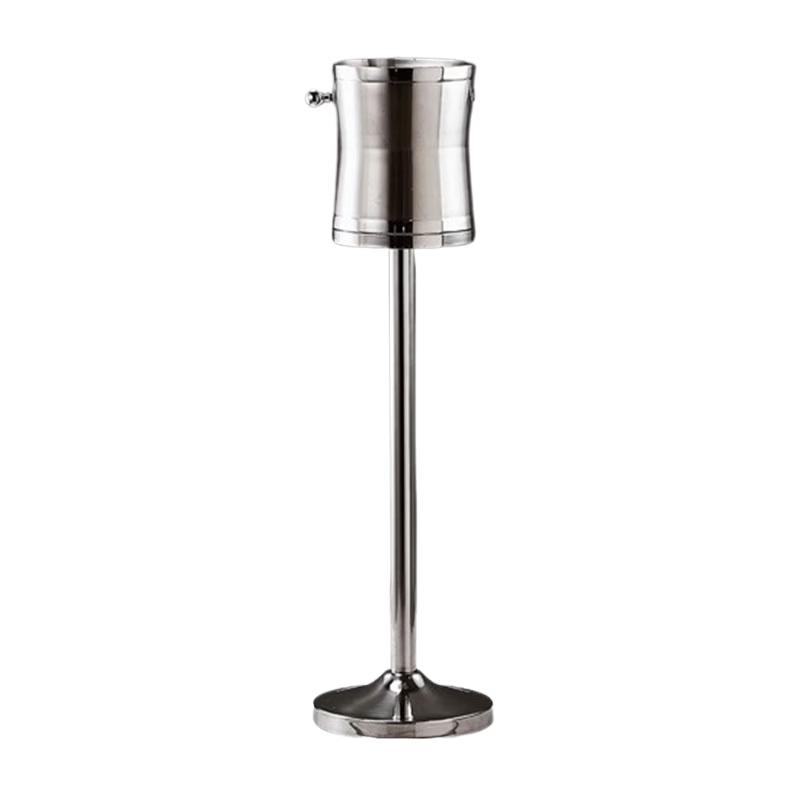 European Style Stainless Steel Double-Wall Champagne & Ice Bucket with Stand