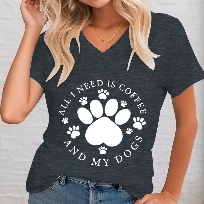 All I Need Is Coffee and My Dogs TShirt Women Vneck Dog Mom Tshirt Coffee and Dogs Shirt Dog Lover Mom Tshirt Gift Top Women