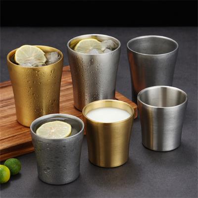 180/280 ml Metall Edelstahl Bier Weinbecher Bar Camping Trinkgeschirr Doppelwandige Wärmedämmung Kaffeebecher Kreativer Wasserbecher