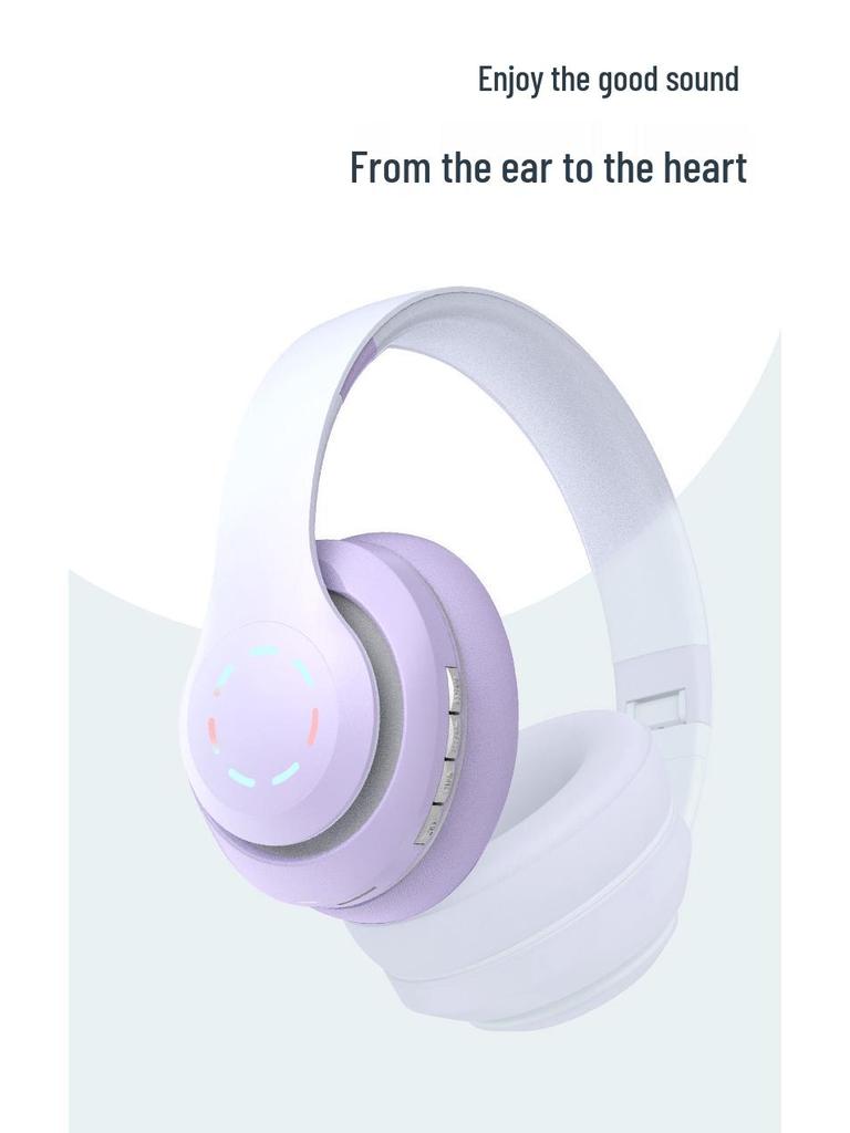 Gradient Wireless Bluetooth Over-Ear Headphones with Cotton, 3D Stereo Bass, Student-Friendly, Universal Compatibility.