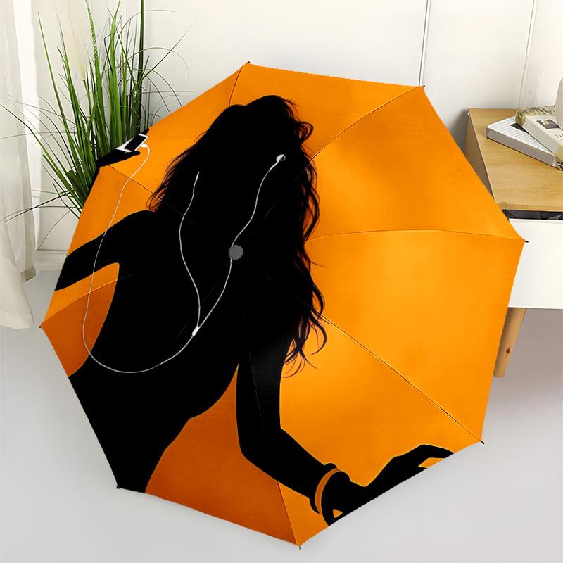 1pc Music Listener Automatic Open/Close Umbrella 8-Rib Strong Frame, Portable Travel Umbrella for Women & Men, Birthday Gift Parties 030