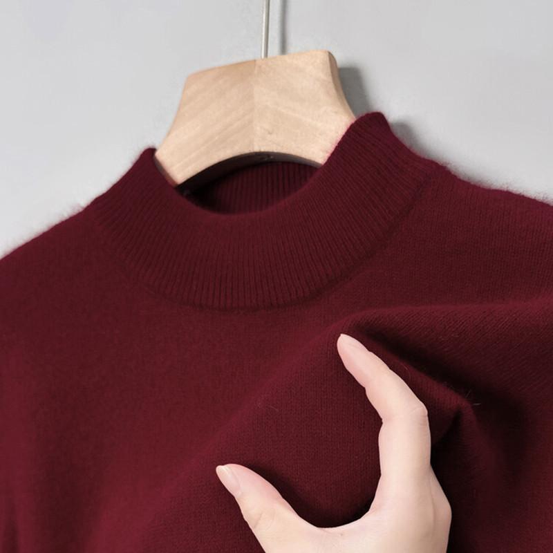 Autumn And Winter Half-Turtleneck Wool Sweaters, Men'S Solid-Color Long-Sleeve Knit Sweaters, Casual Skin-Friendly Warm Base Layer