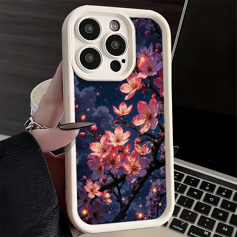 

Чехол для телефона iPhone 17 Air 16E 15 16 Pro Max Мечтательная Ночь Вишневое Дерево Чехол 14 Plus 13 12 Mini Мягкий Силиконовый Забавный iPhone 14 Pro Max