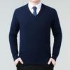 Men's Luxury Cashmere V-Neck Sweater - Warm, Stylish Autumn/Winter Layer for Middle-Aged Dads