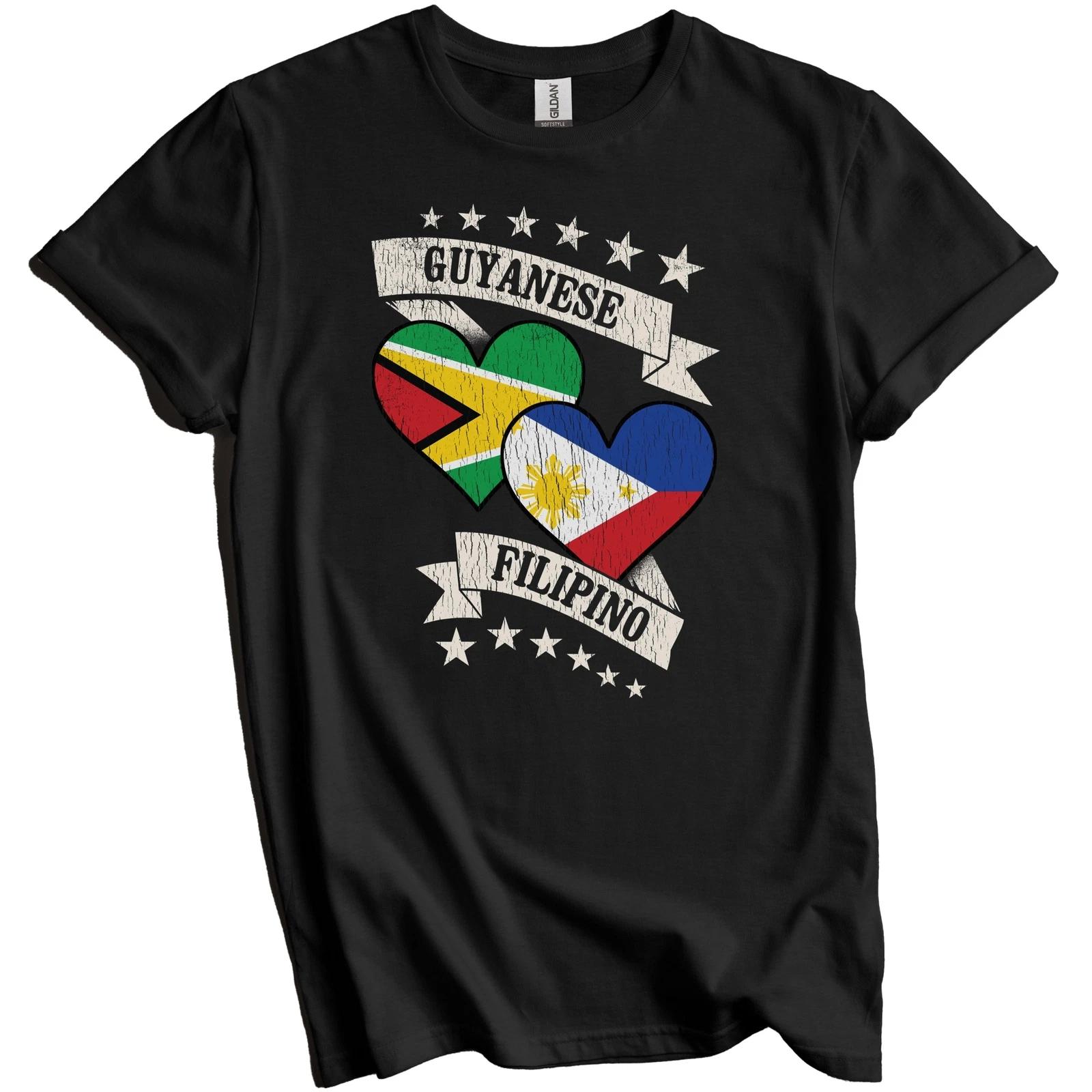Guyanese Filipino Heart Flags Guyana Philippines T-Shirt 2XL