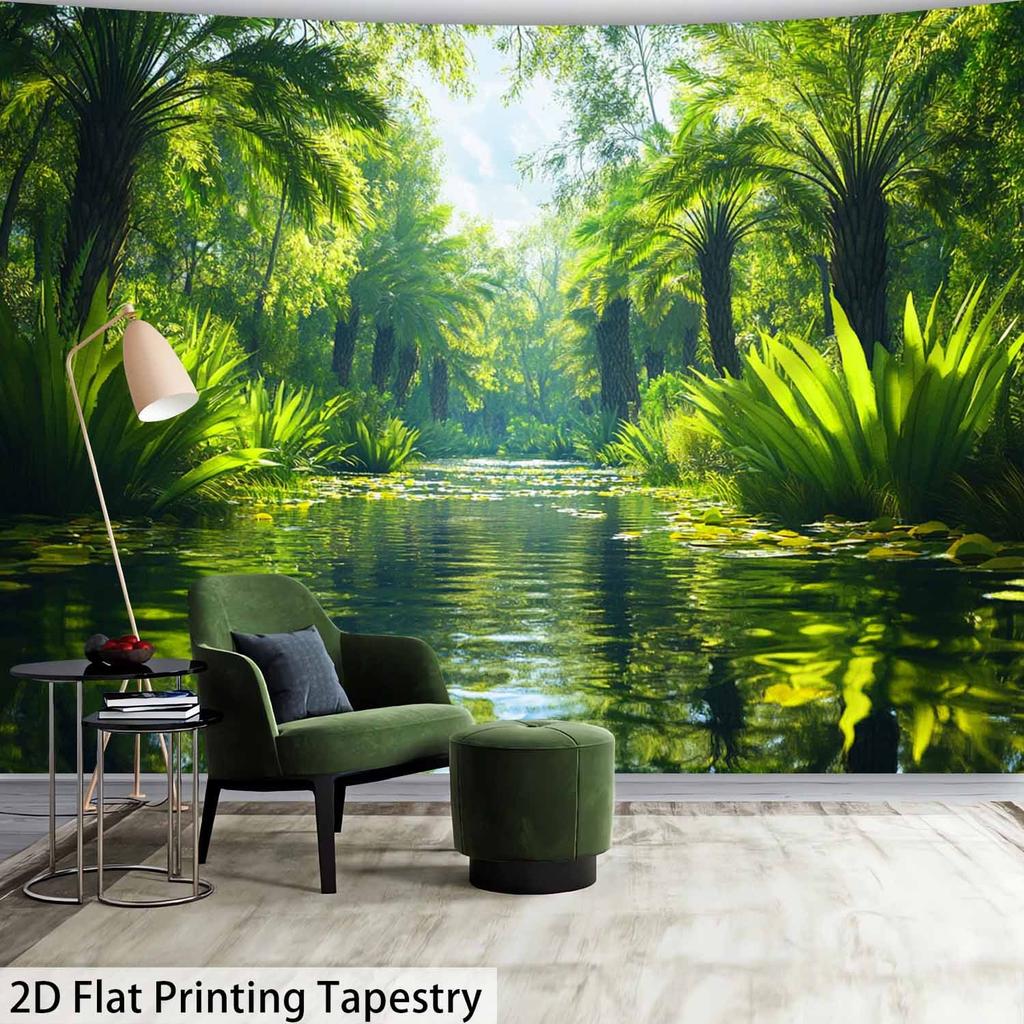 1Pc Tropical Rainforest Jungle Map Tapestry Wall Hanging, Decorative Fabric Poster for Bedroom, Living Room, Dorm & Home Decor