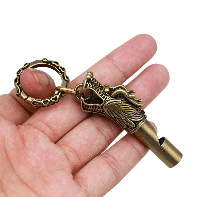 Sun Wukong Brass Whistle Ornaments Keychain Pendant Retro Decorative Figurines Dragon Head Copper Whistle Souvenir Car Pendant