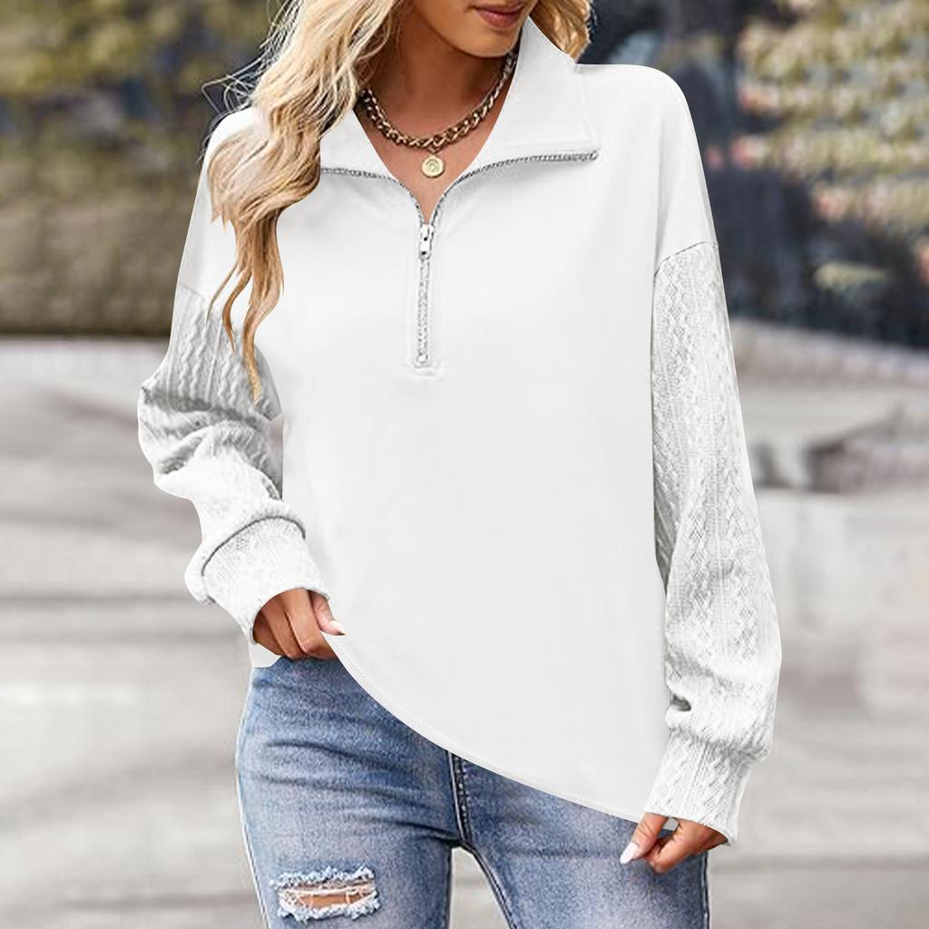 Women Fall Fashion Long Sleeve Shirts Patchwork Sweatshirt Casual Pullover Tops
