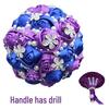 European & American Elegant Ribbon Flower Bridal Bouquet – Beaded Five-Flower Design