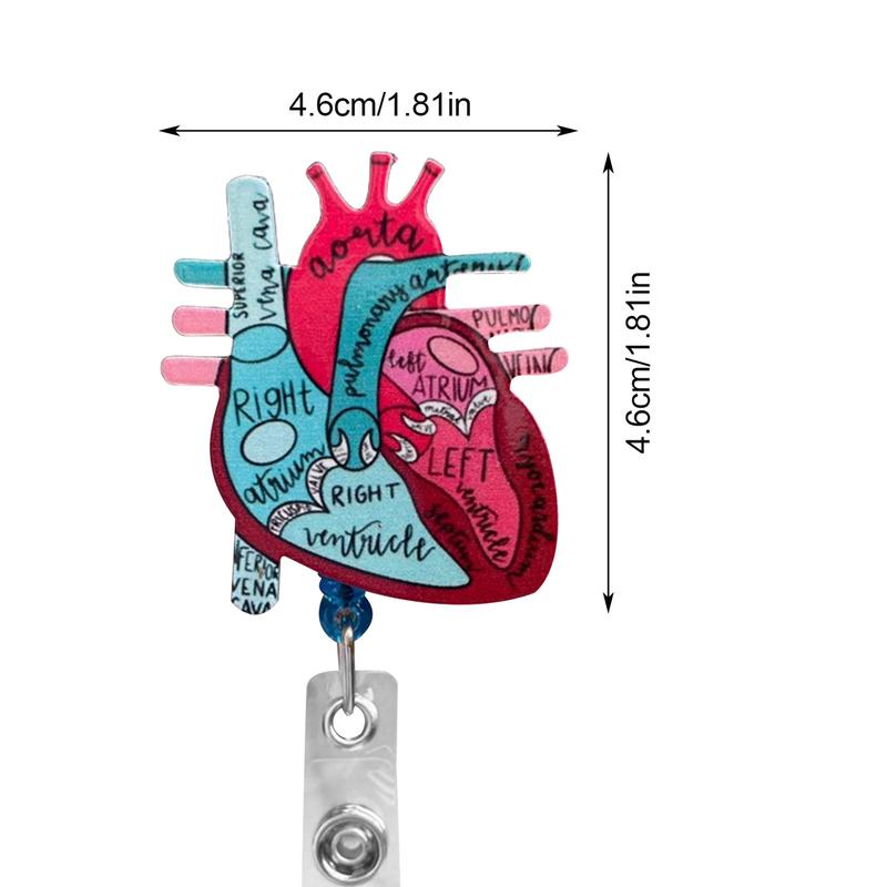 Cardiac Badge Reel Holder ID Name Card Reel Holder Heart Anatomy Nursing Phlebotomy ID Clip For Teacher Student RN Nurse