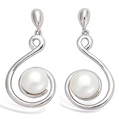 [L4651] - Silver 'Perla' Ivory Silver Earrings (rhodium-plated) - 30x15 Mm