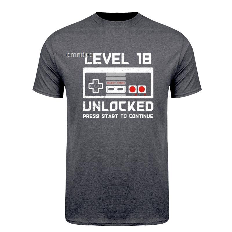 Level 18 Freigeschaltet 18. Geburtstag 18-Jähriger Gamer Jungen T-Shirts Kurzarm Spieler Geschenk Streetwear Oberteile HJ106