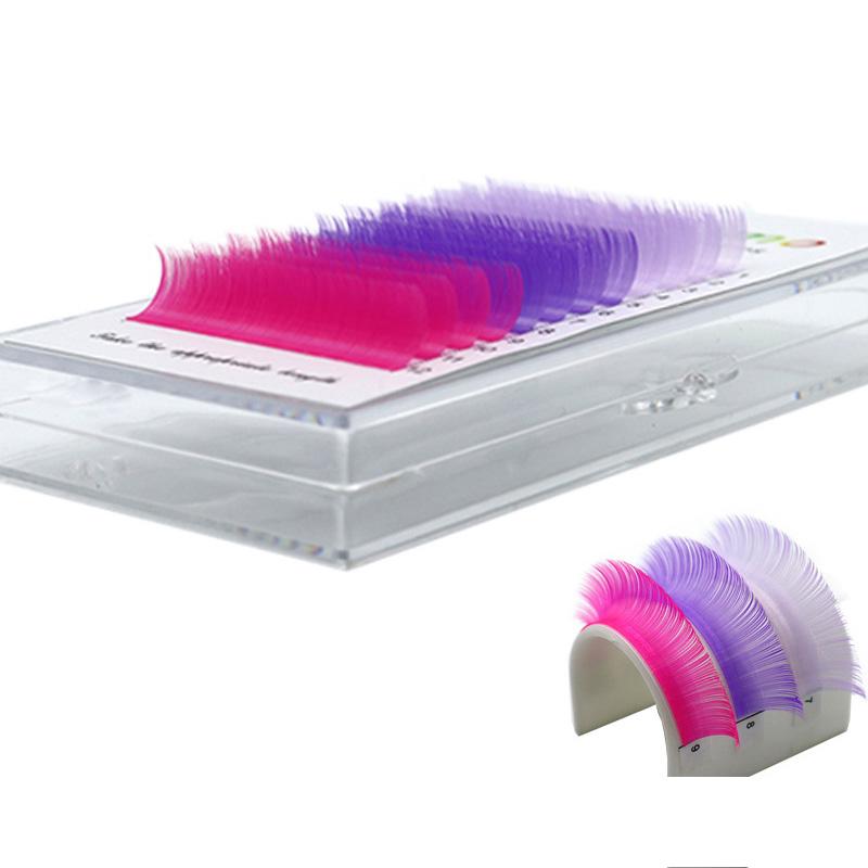 

Смешанные меняющие цвет фиолетовые розово-красные одинарные привитые накладные ресницы 8-15 мм, c/d, 0,07 мм, наращивание естественного света, макияж глаз 0.07mm--D--15mm